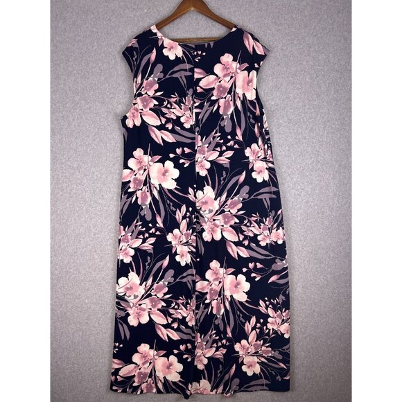 Coldwater Creek Maxi Dress Women 24W Navy Pink Floral Shift Stretch Cocktail NWT - Picture 12 of 12
